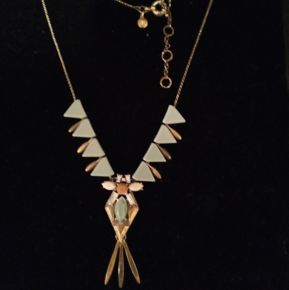 J. Crew Gold and Cream Geometric Necklace